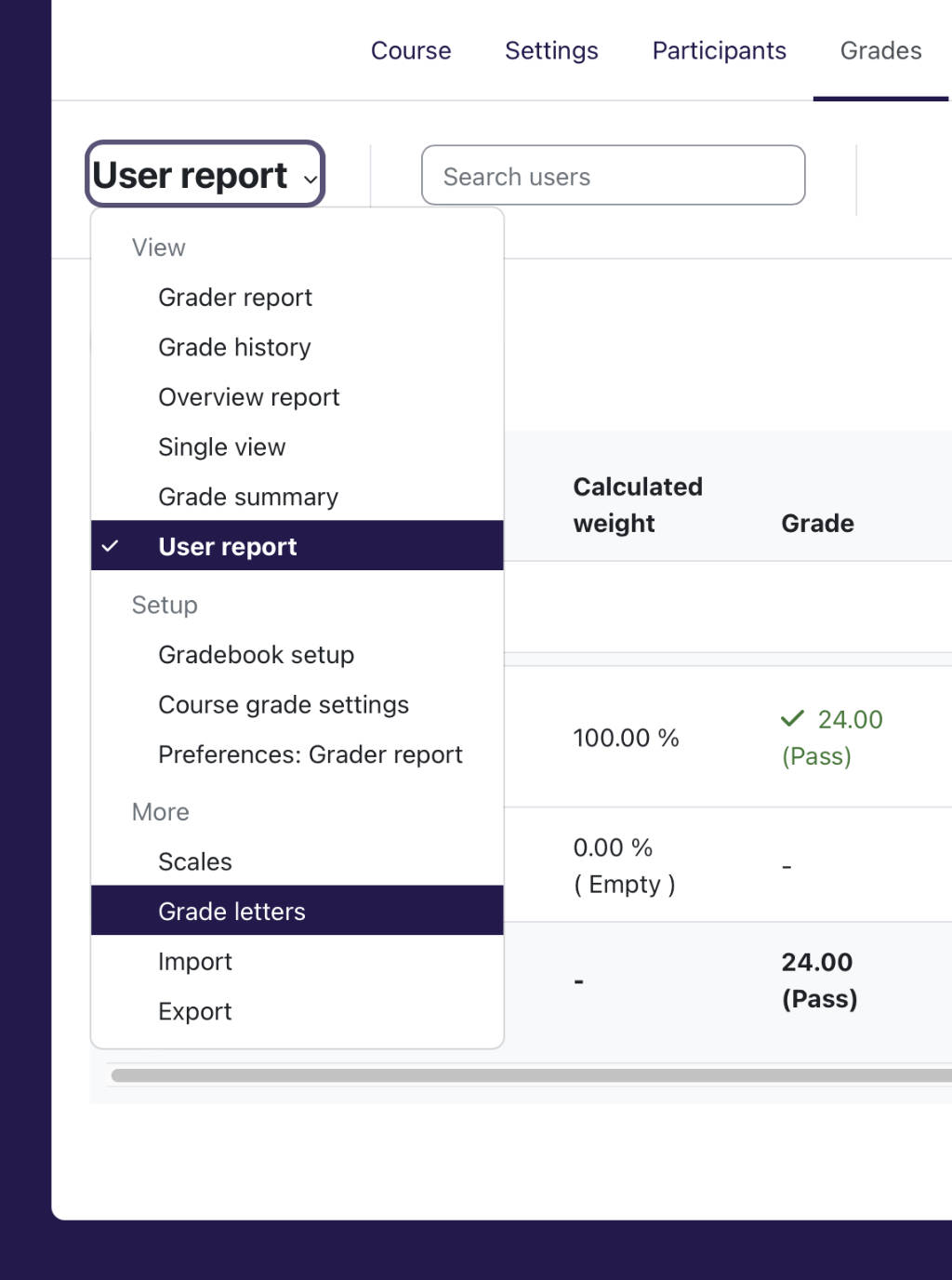 Access Grade letters