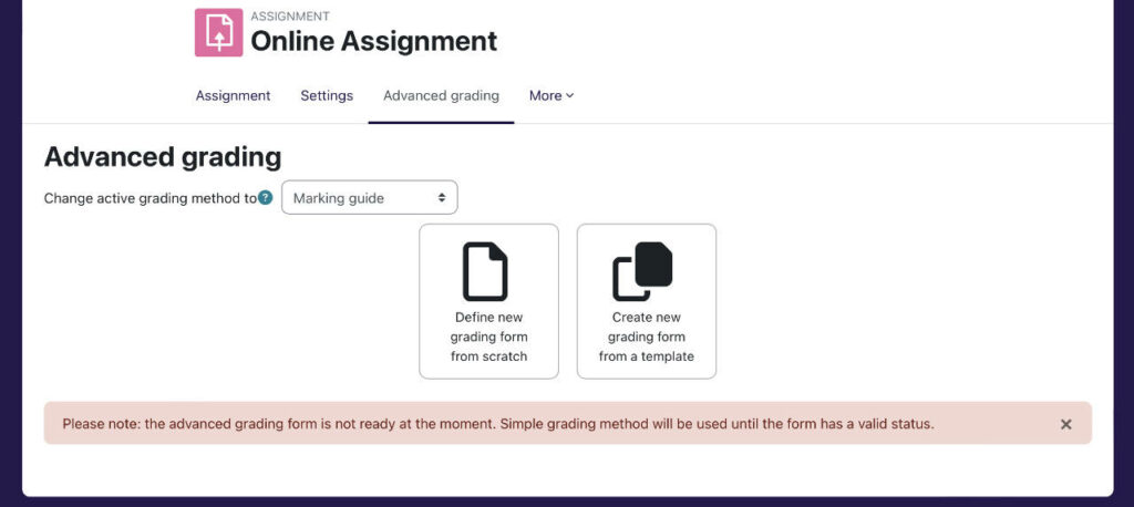 Define new grading form from scratch