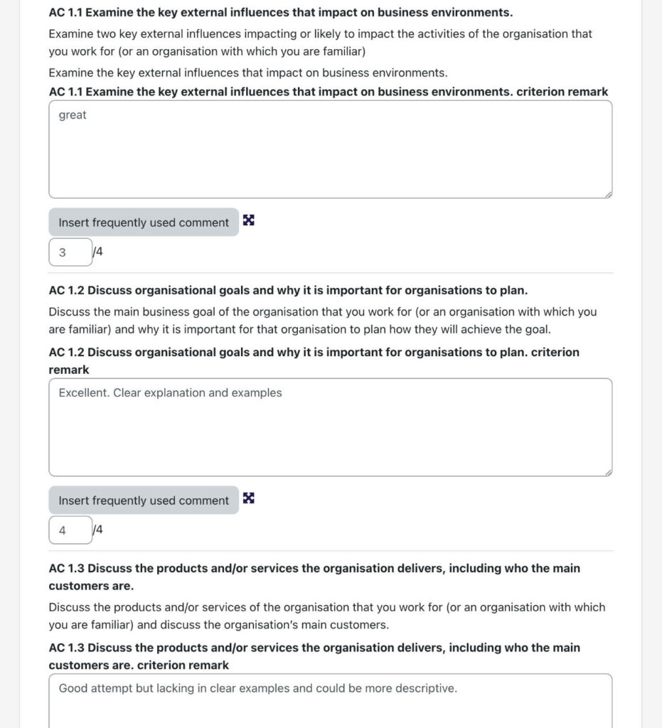 Marking Guide in Action