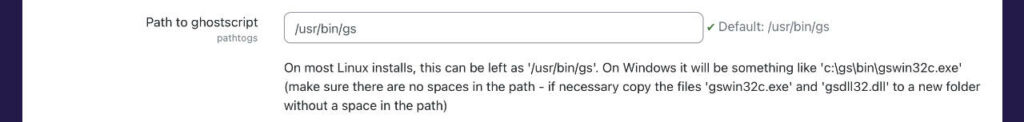 Path to ghostscript recognised