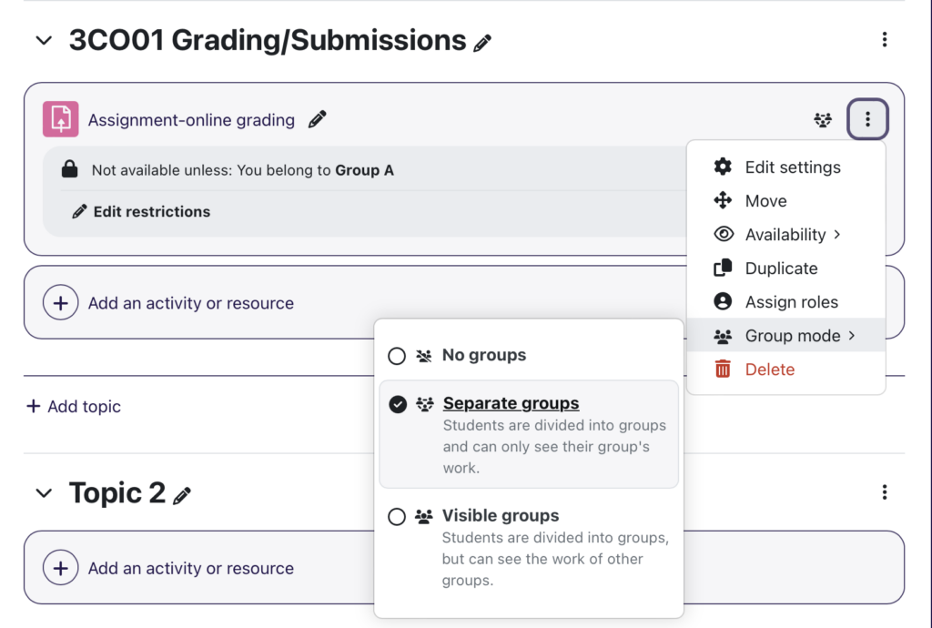 Quick way to set Group Mode for Assignment