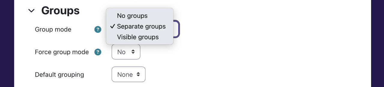 Groups section in Course Settings